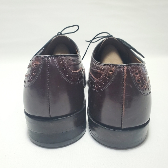 Men's Allen Edmonds McAllister 12.5 B Burgundy Oxford Wingtip Leather Shoes 6275 - Picture 4 of 11